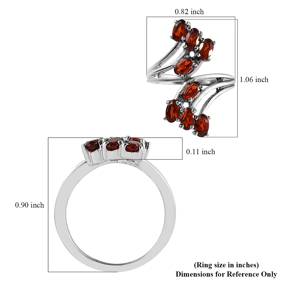 Mozambique Garnet Bypass Ring in Stainless Steel (Size 7.0) 2.35 ctw image number 5