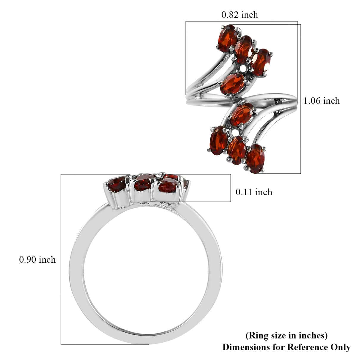 Mozambique Garnet Bypass Ring in Stainless Steel (Size 8.0) 2.35 ctw image number 5