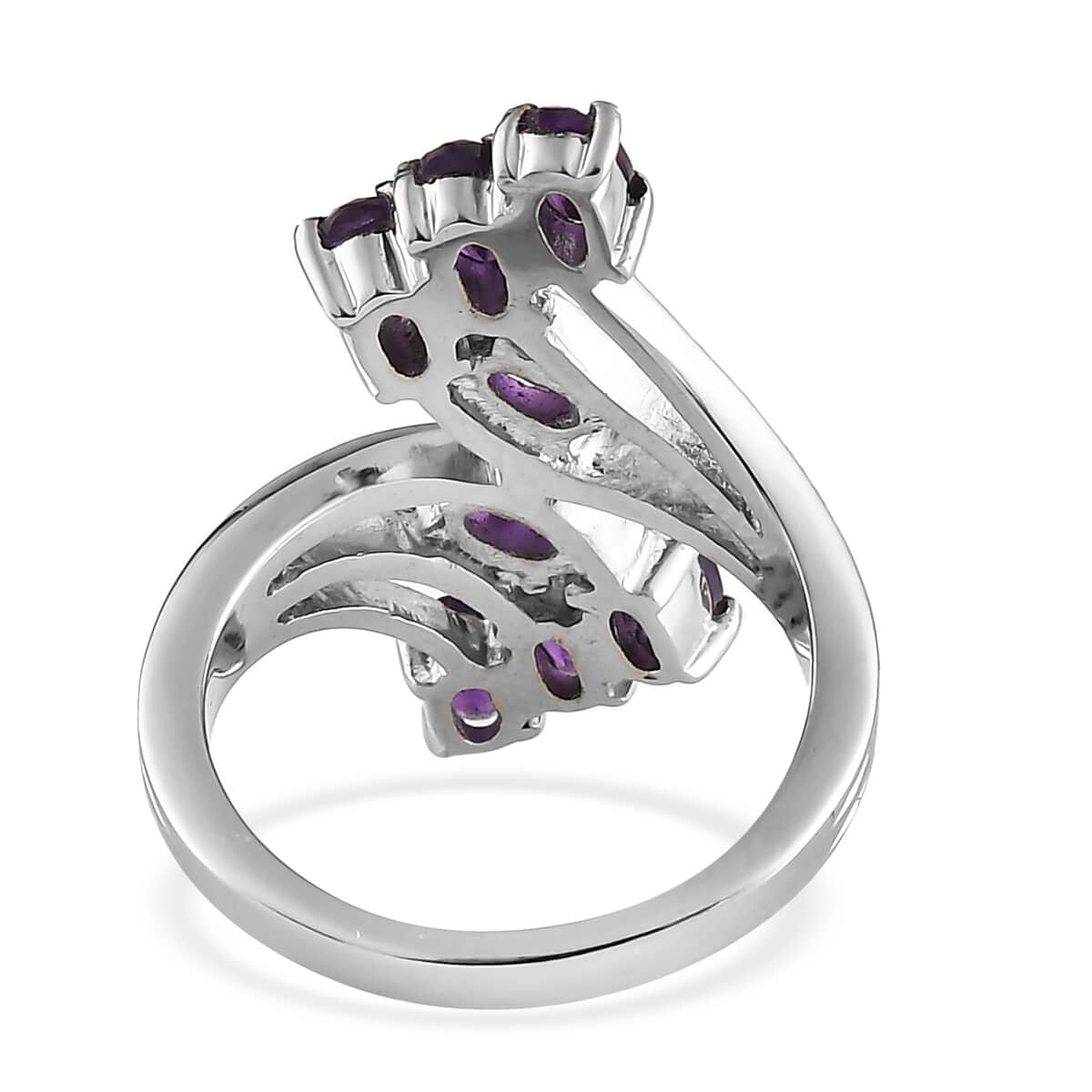 Amethyst Bypass Ring in Stainless Steel (Size 10.0) 1.75 ctw image number 4