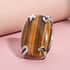 KARIS South African Tiger's Eye Solitaire Ring in Platinum Bond (Size 9.0) 34.25 ctw image number 1