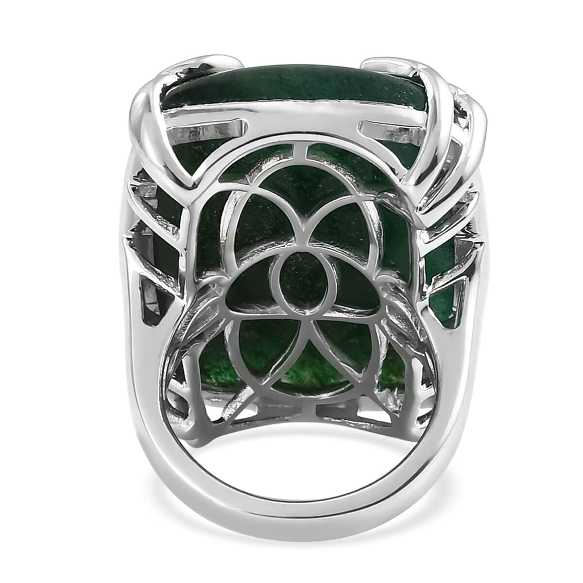 KARIS Green Aventurine Initial Prong Ring in Platinum Bond (Size 10.0) 37.00 ctw image number 4