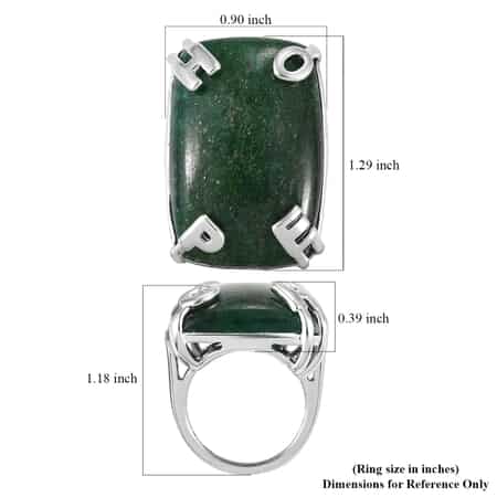 KARIS Green Aventurine Initial Prong Ring in Platinum Bond (Size 9.0) 37.00 ctw image number 5