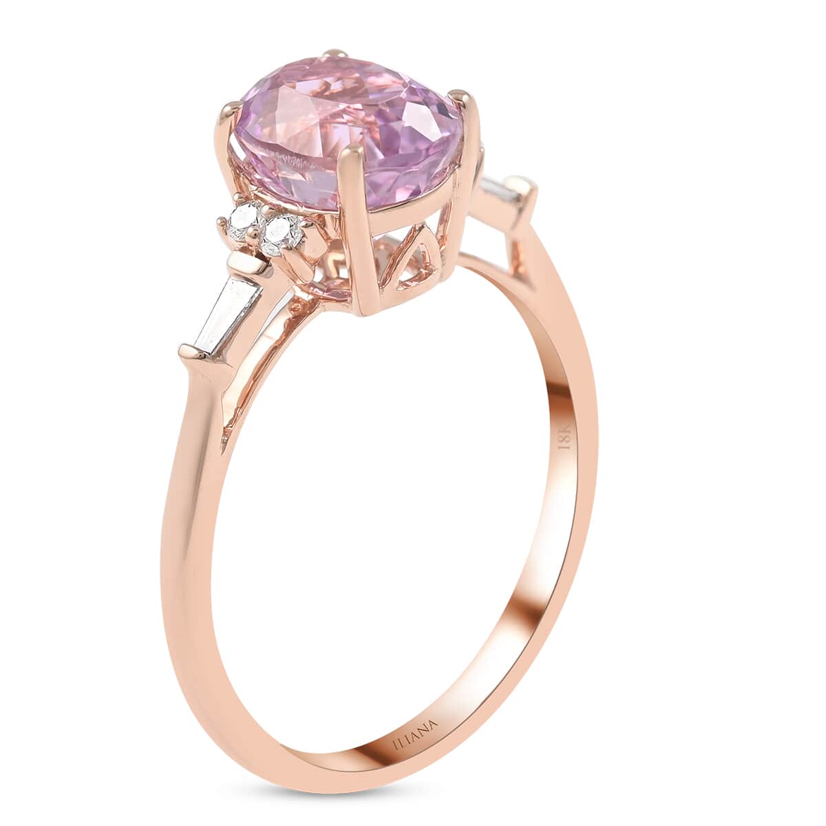 ILIANA 18K Rose Gold AAA Patroke Kunzite and G-H SI Diamond Solitaire Ring (Size 7.0) 2.40 Grams 2.00 ctw image number 3