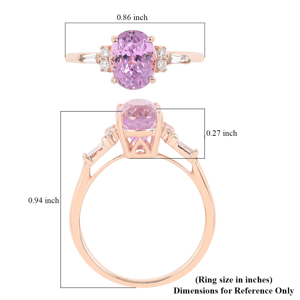 ILIANA 18K Rose Gold AAA Patroke Kunzite and G-H SI Diamond Solitaire Ring (Size 7.0) 2.40 Grams 2.00 ctw image number 5