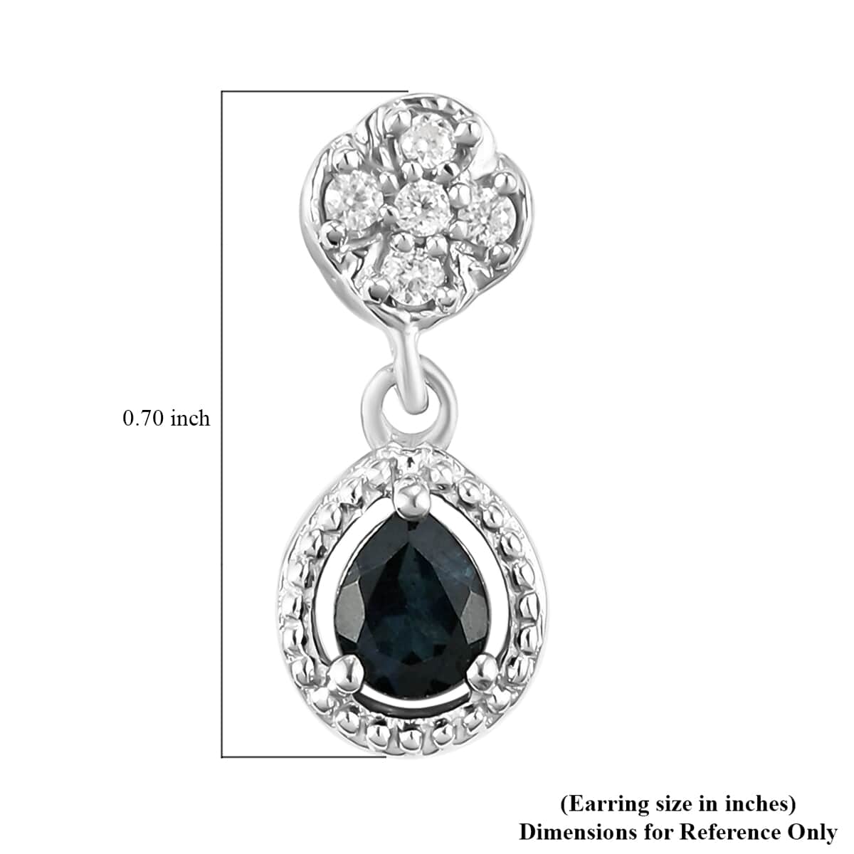 Premium Monte Belo Indicolite and Natural White Zircon Earrings in Platinum Over Sterling Silver 0.75 ctw image number 4