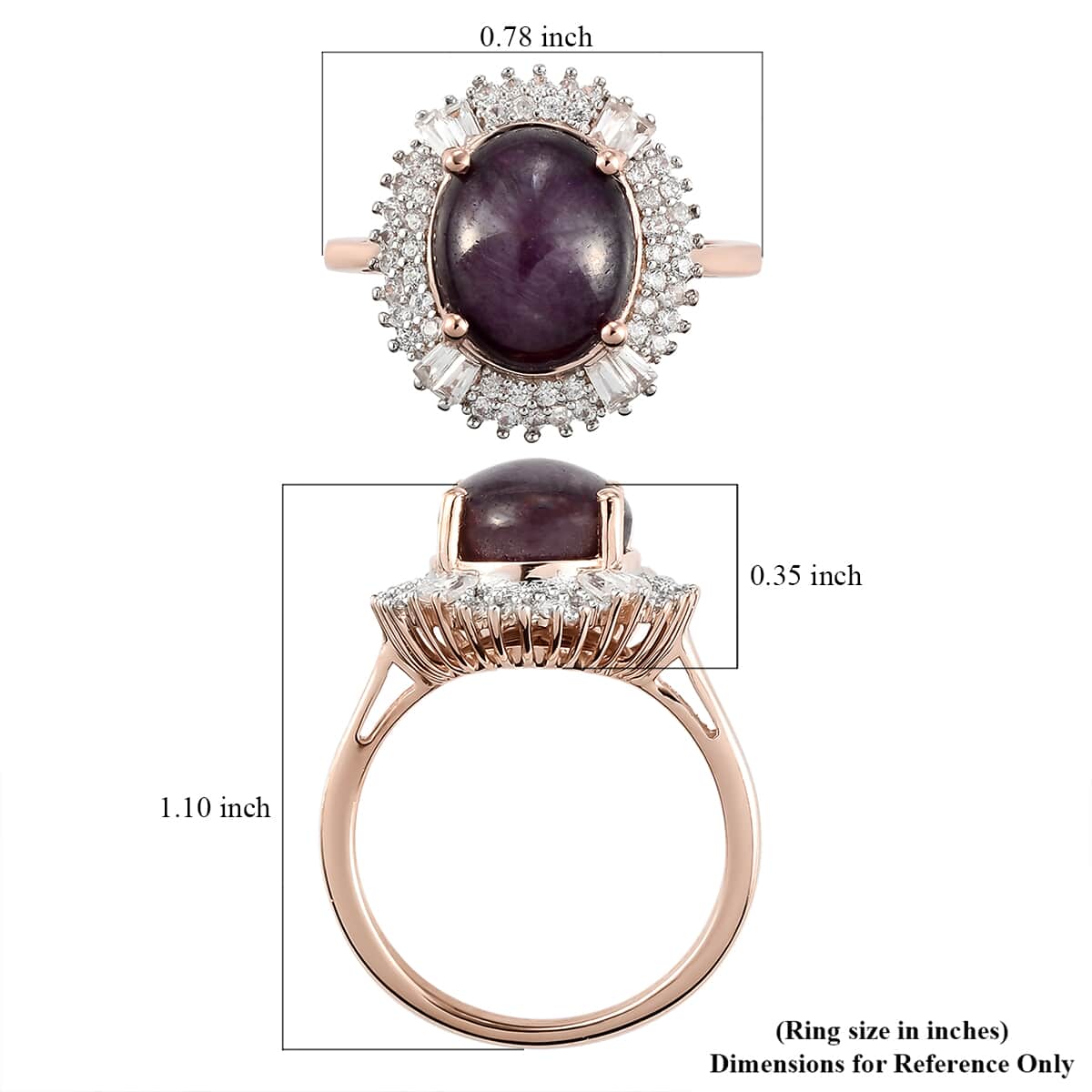Indian Star Ruby and Natural White Zircon Halo Ring in Vermeil Rose Gold Over Sterling Silver (Size 6.0) 7.35 ctw image number 5