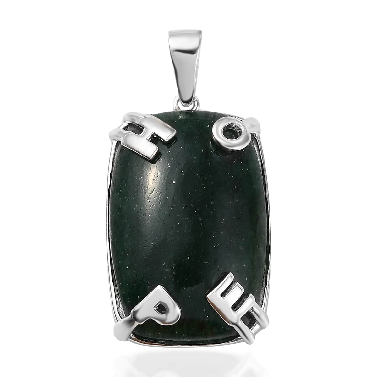 Karis Green Aventurine Initial Prong Pendant in Platinum Bond 37.00 ctw image number 0