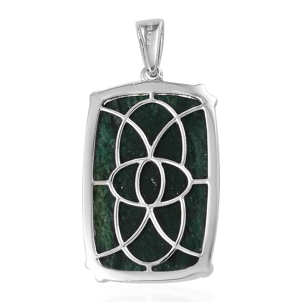 Karis Green Aventurine Initial Prong Pendant in Platinum Bond 37.00 ctw image number 3