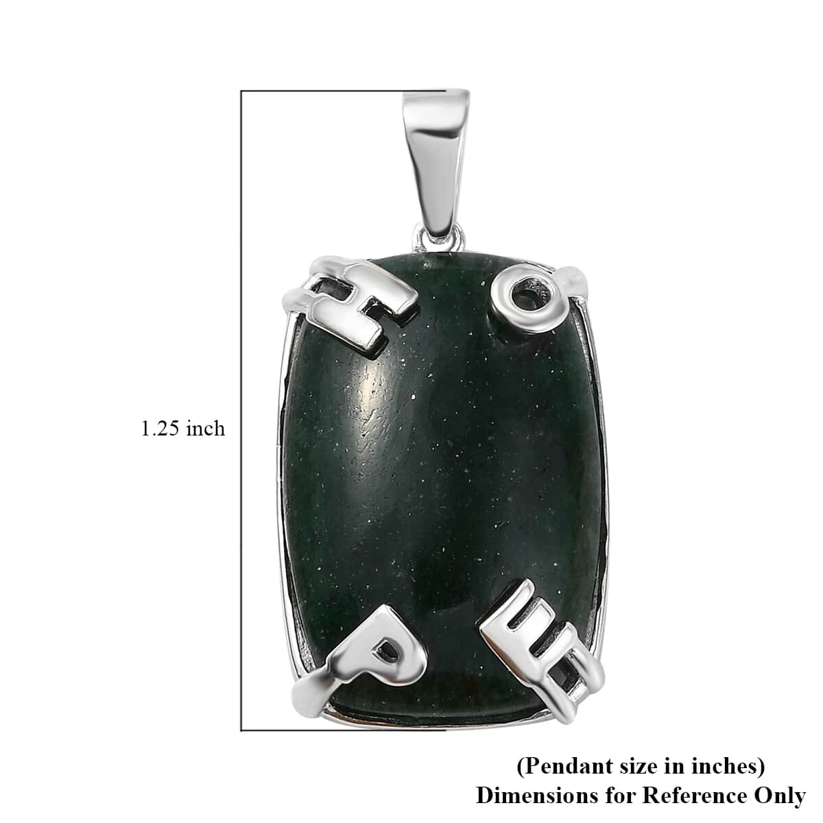 Karis Green Aventurine Initial Prong Pendant in Platinum Bond 37.00 ctw image number 4