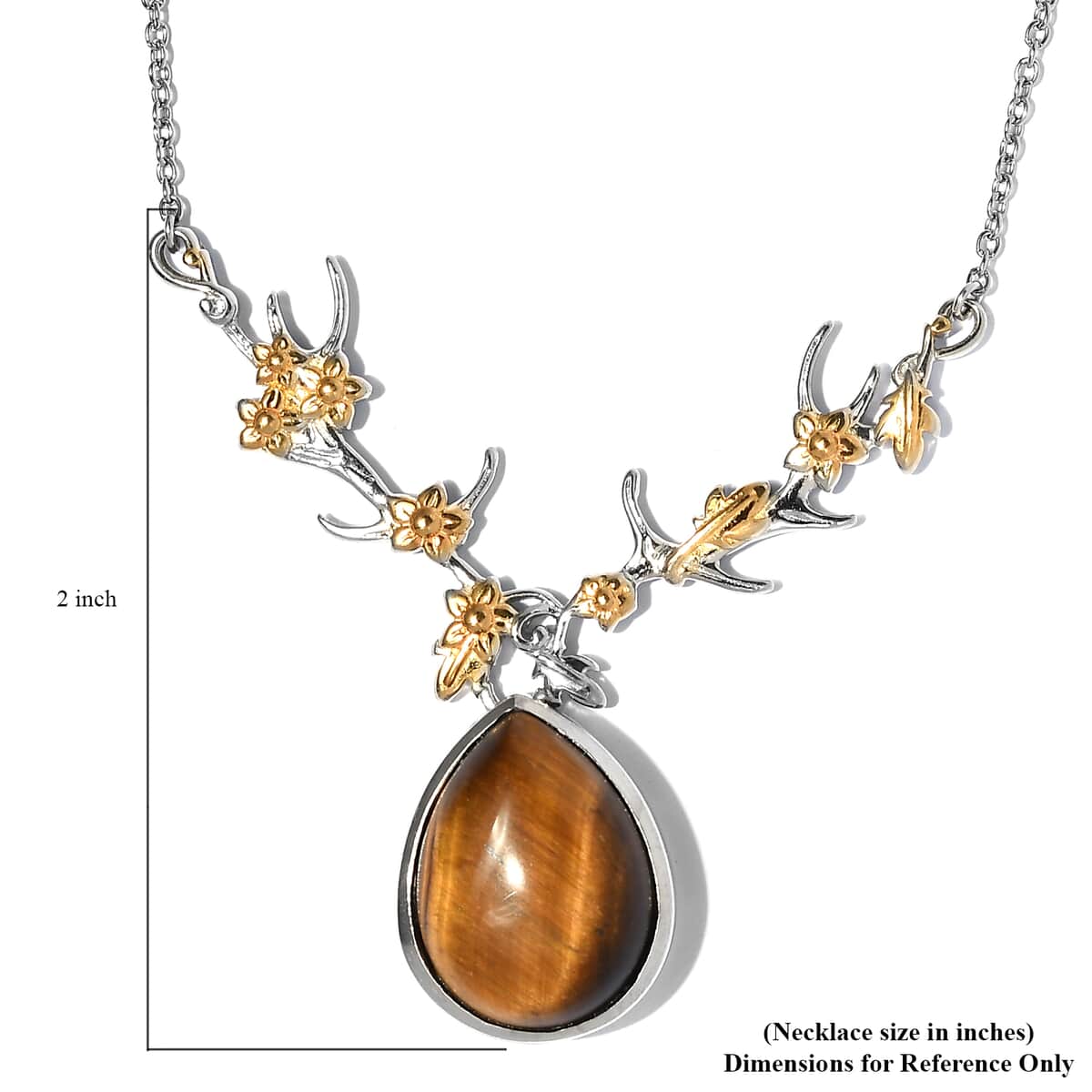 Karis Tiger's Eye Necklace 18 Inches in 18K YG Plated and Platinum Bond 14.65 ctw image number 5