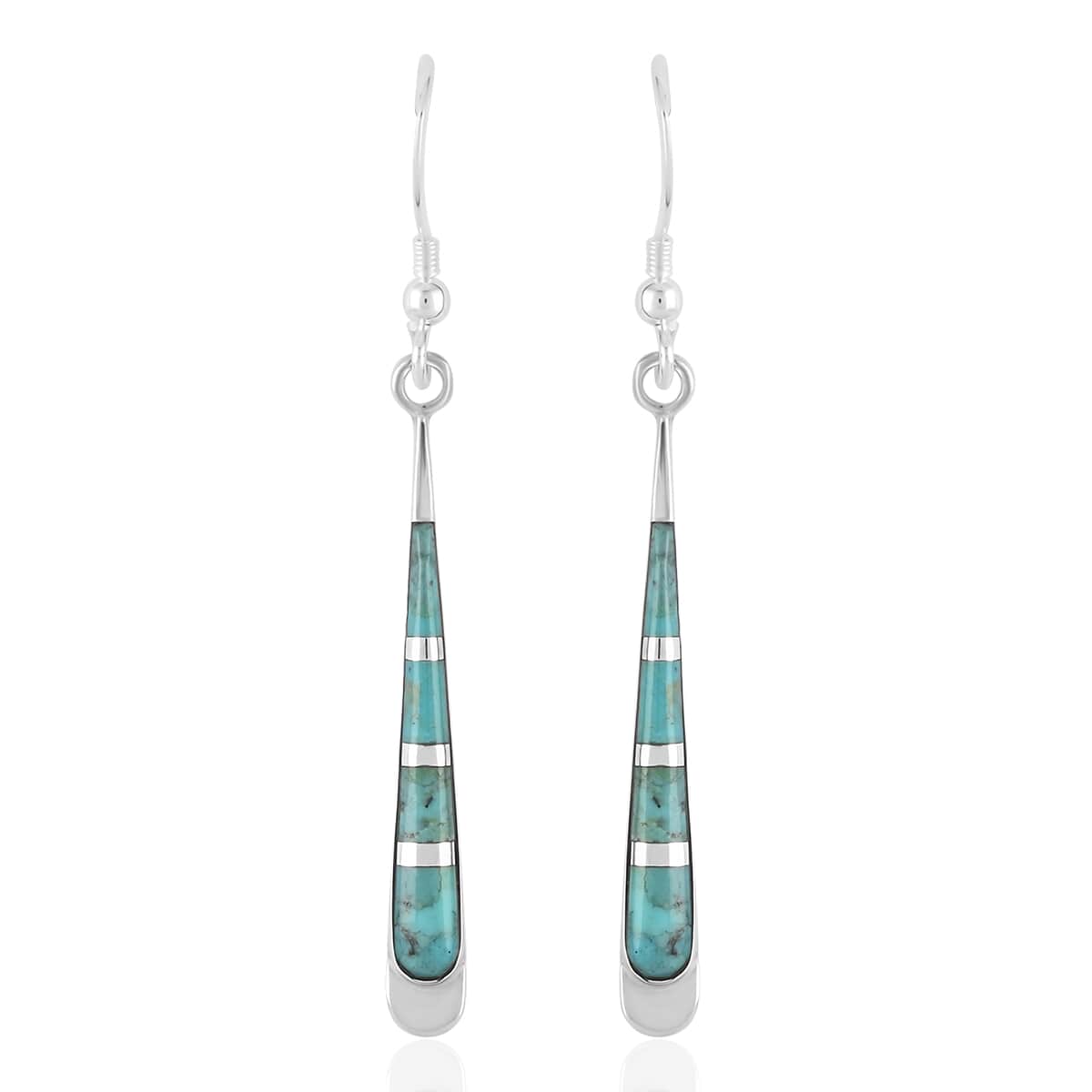 Santa Fe Style Kingman Turquoise 1.55 ctw Drop Earrings in Sterling Silver image number 0