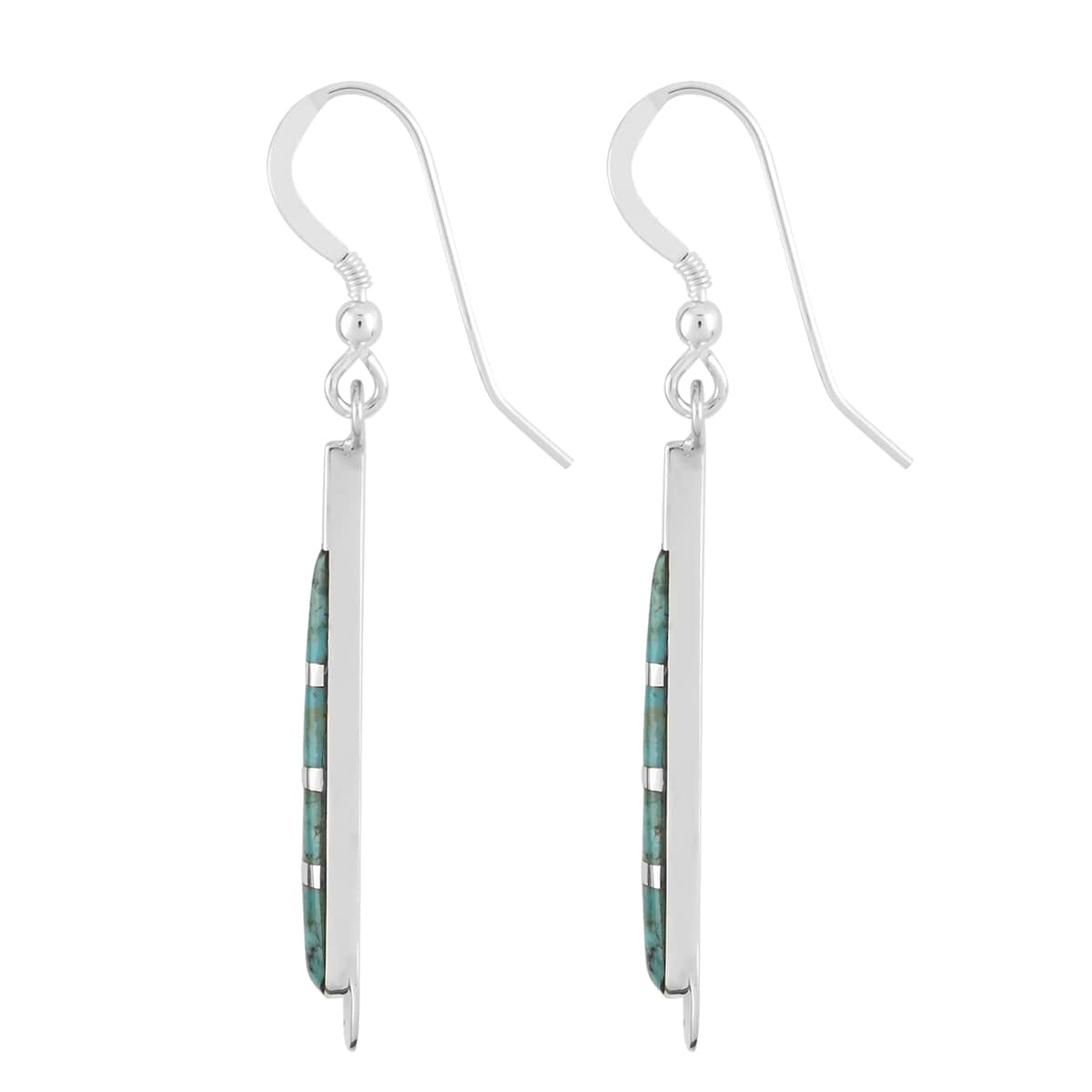 SANTA FE Style Turquoise Drop Earrings in Sterling Silver 1.50 ctw image number 3