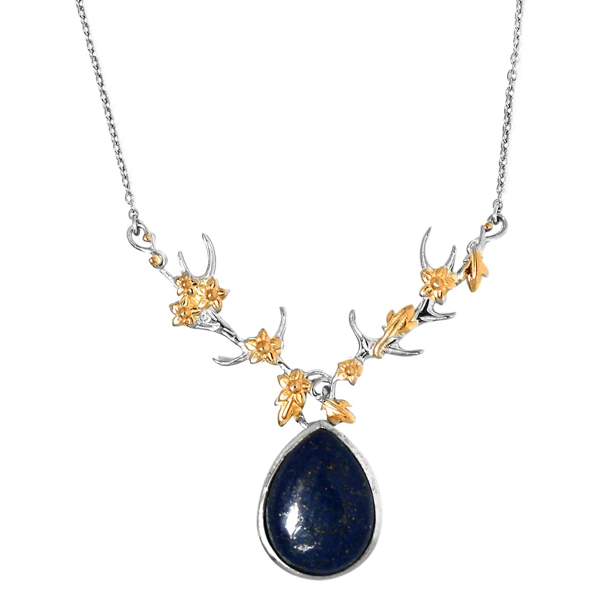 Karis Lapis Lazuli Fancy Necklace 18 Inches in 18K YG Plated and Platinum Bond 15.25 ctw image number 0