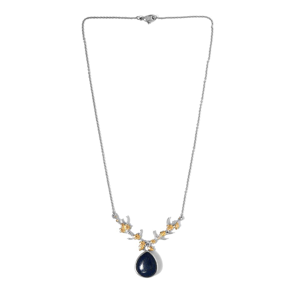 Karis Lapis Lazuli Fancy Necklace 18 Inches in 18K YG Plated and Platinum Bond 15.25 ctw image number 3