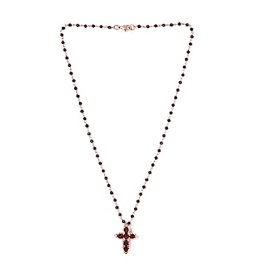 Karis Mozambique Garnet Necklace in 18K RG Plated, Cross Pendant  27.00 ctw