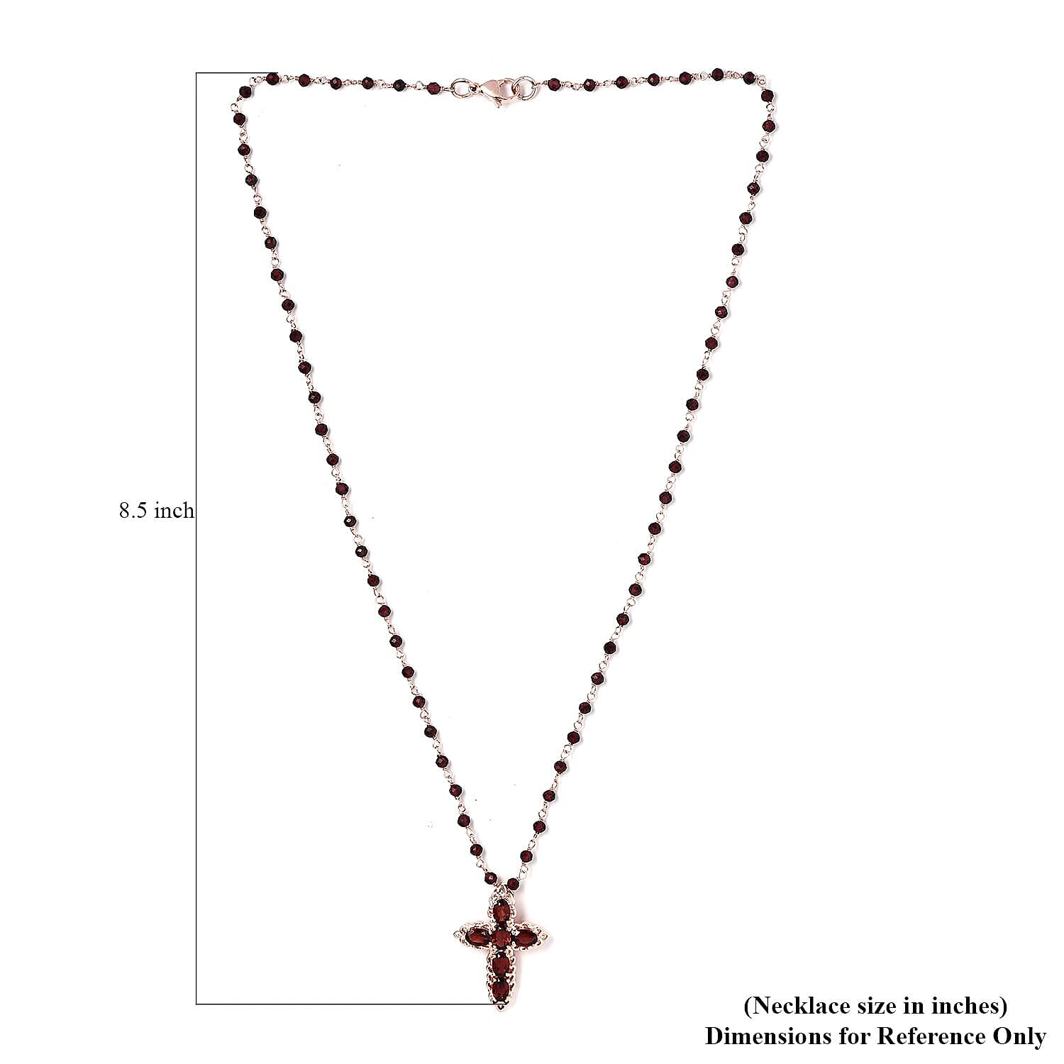 Karis Mozambique Garnet Necklace in 18K RG Plated, Cross Pendant  27.00 ctw