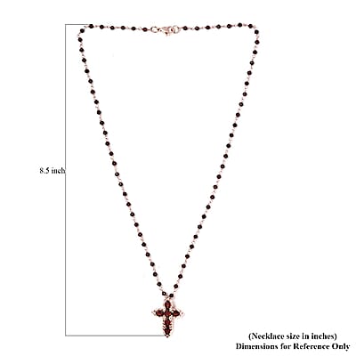 Karis Mozambique Garnet Necklace in 18K RG Plated, Cross Pendant  27.00 ctw
