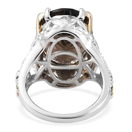 Colombianite Carved and Orissa Rhodolite Garnet Fancy Ring in Vermeil Yellow Gold and Platinum Over Sterling Silver (Size 8.0) 8.10 ctw image number 4