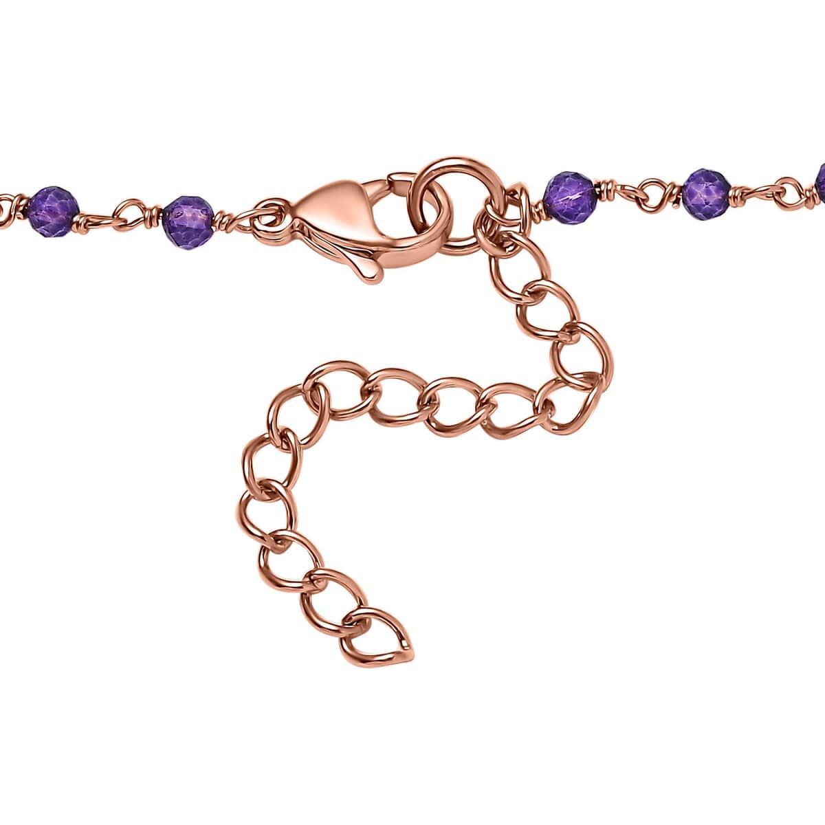 Karis Amethyst Cross Necklace 20 Inches in 18K Rose Gold Plated 15.20 ctw image number 4