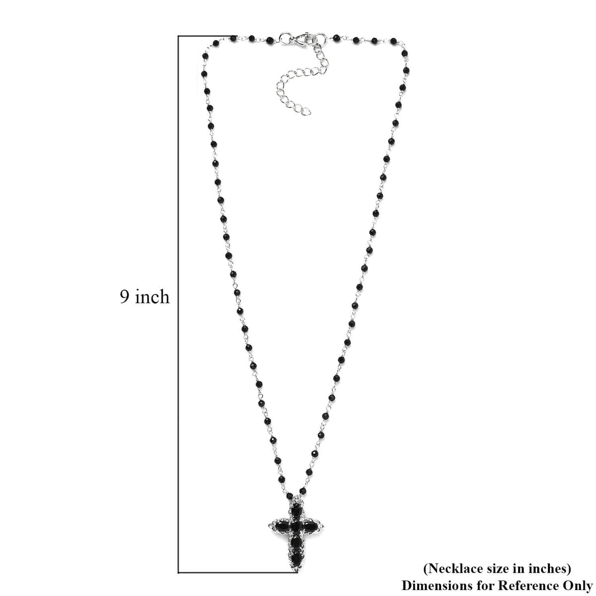 Karis Thai Black Spinel Cross Necklace 20 Inches in Platinum Bond 17.75 ctw image number 5