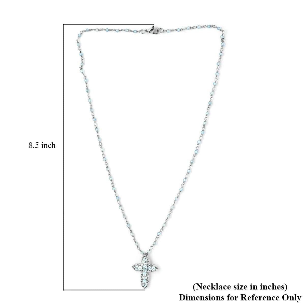 Karis Sky Blue Topaz Cross Pendant Necklace 20 Inches in Platinum Bond 17.80 ctw image number 5