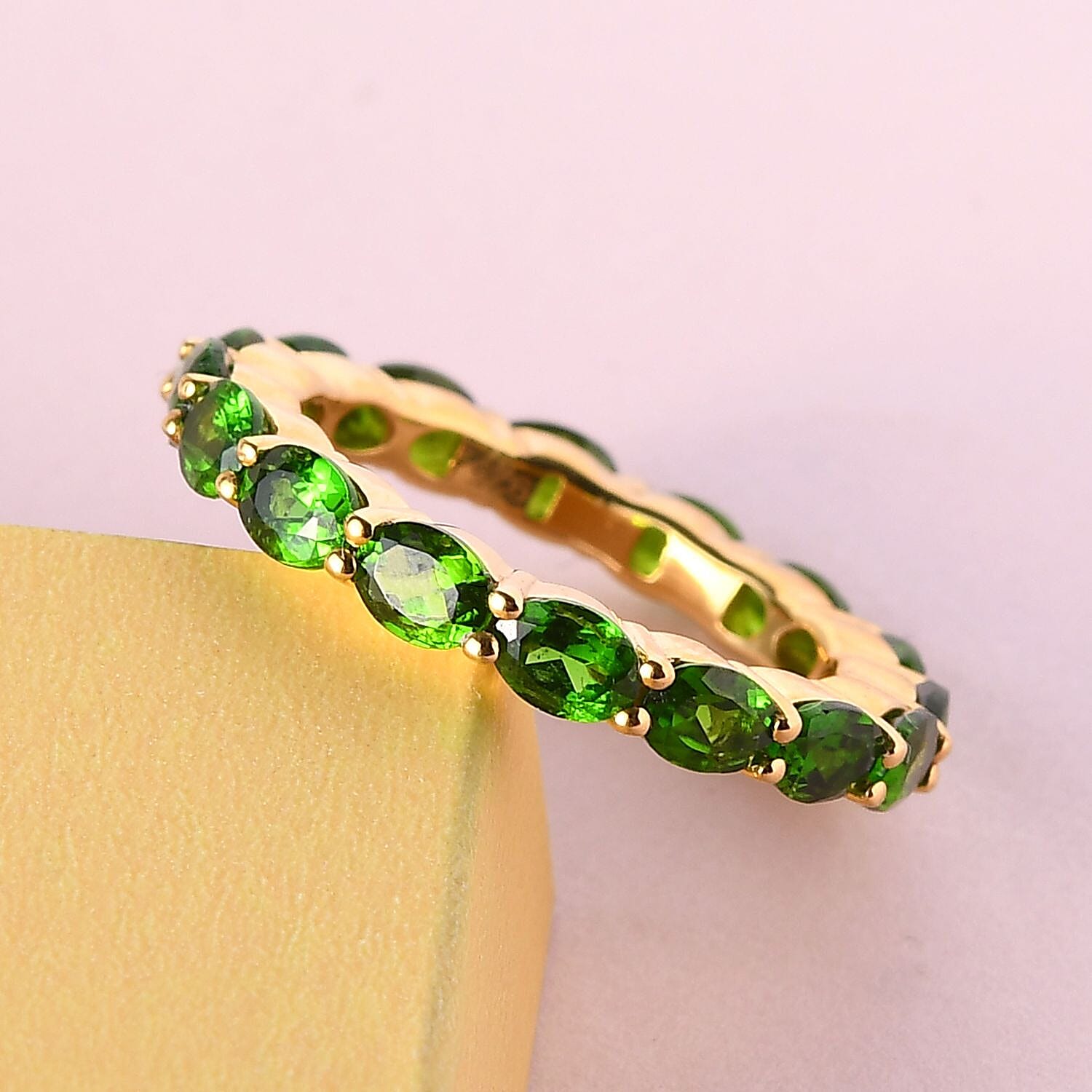 Natural Chrome Diopside 4.25 ctw Ring in 14K Yellow Gold Over Sterling Silver (Size 11.5)
