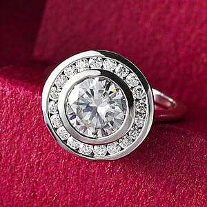 Moissanite 2.15 ctw Ring in Platinum Over Sterling Silver (Size 11.5)