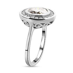 Moissanite 2.15 ctw Ring in Platinum Over Sterling Silver (Size 11.5)