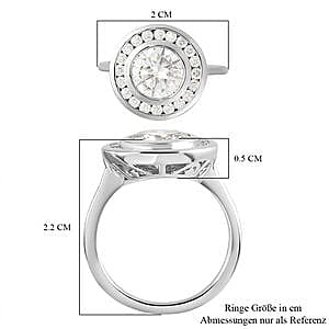 Moissanite 2.15 ctw Ring in Platinum Over Sterling Silver (Size 11.5)