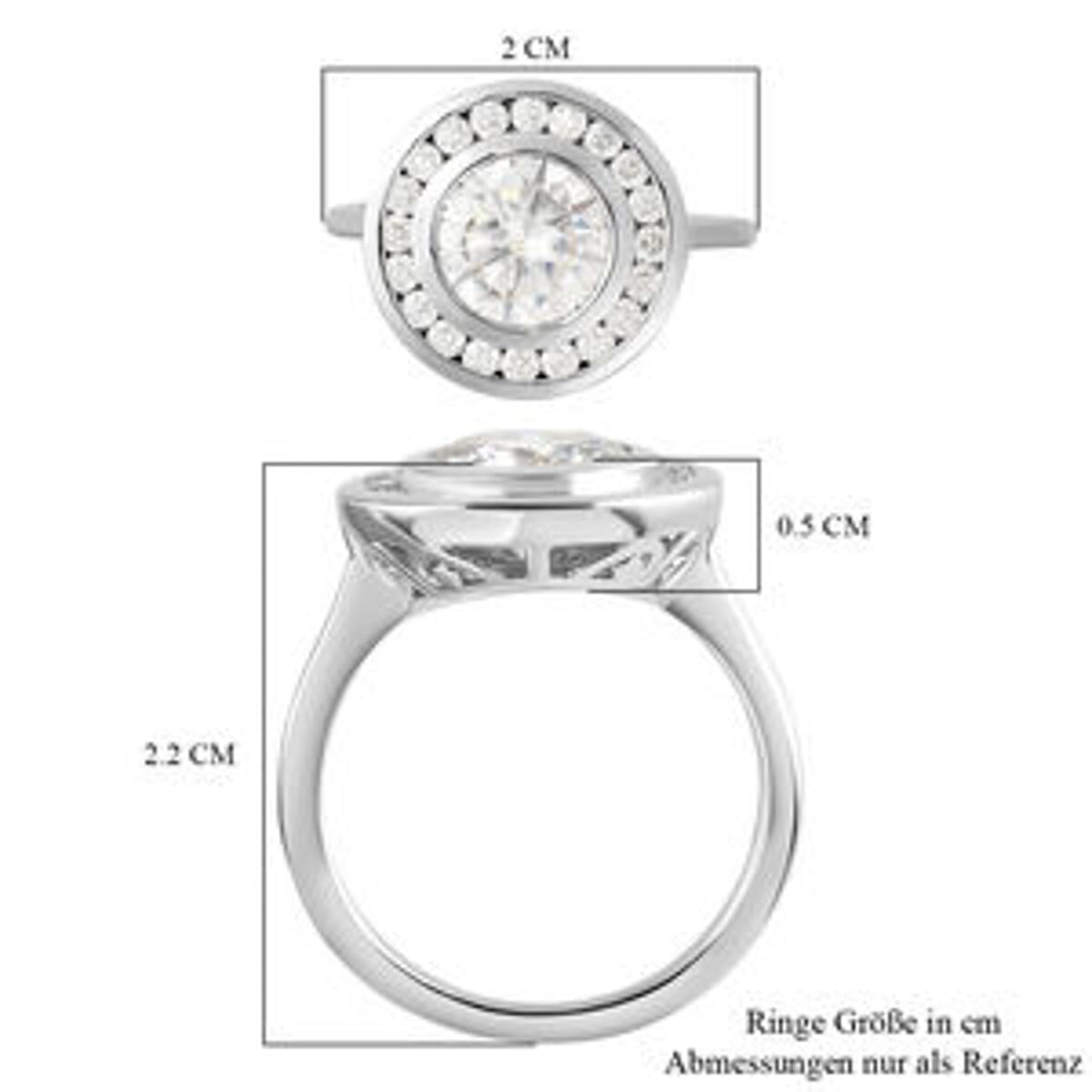 Moissanite 2.15 ctw Ring in Platinum Over Sterling Silver (Size 11.5) image number 6