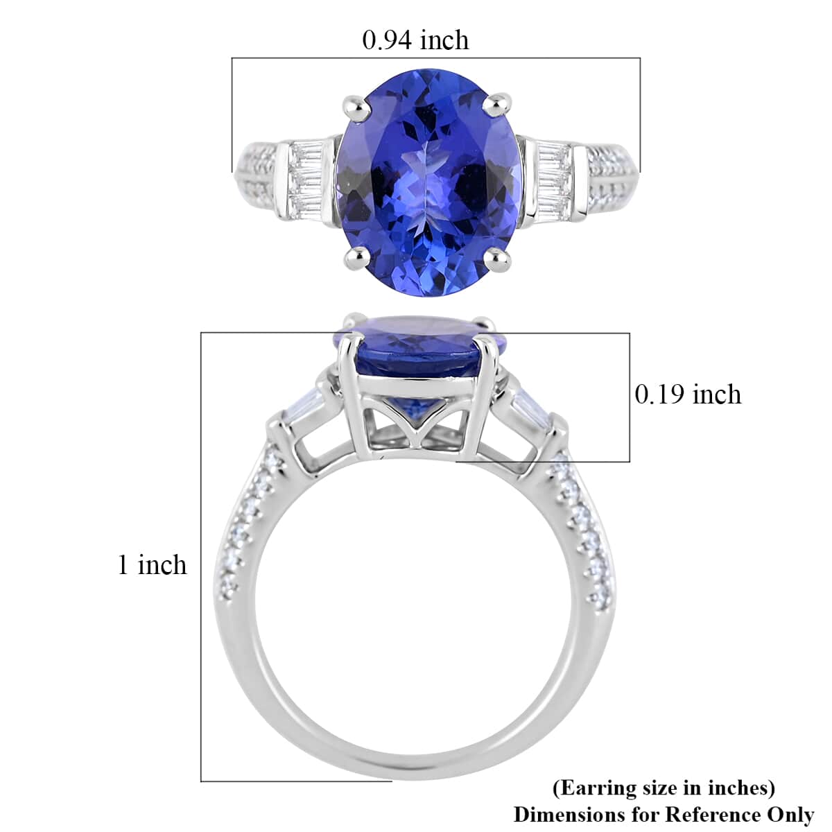 Ankur Treasure Chest Certified and Appraised Rhapsody 950 Platinum AAAA Tanzanite and E-F VS Diamond Ring (Size 6.0) 6.70 Grams 4.25 ctw image number 5
