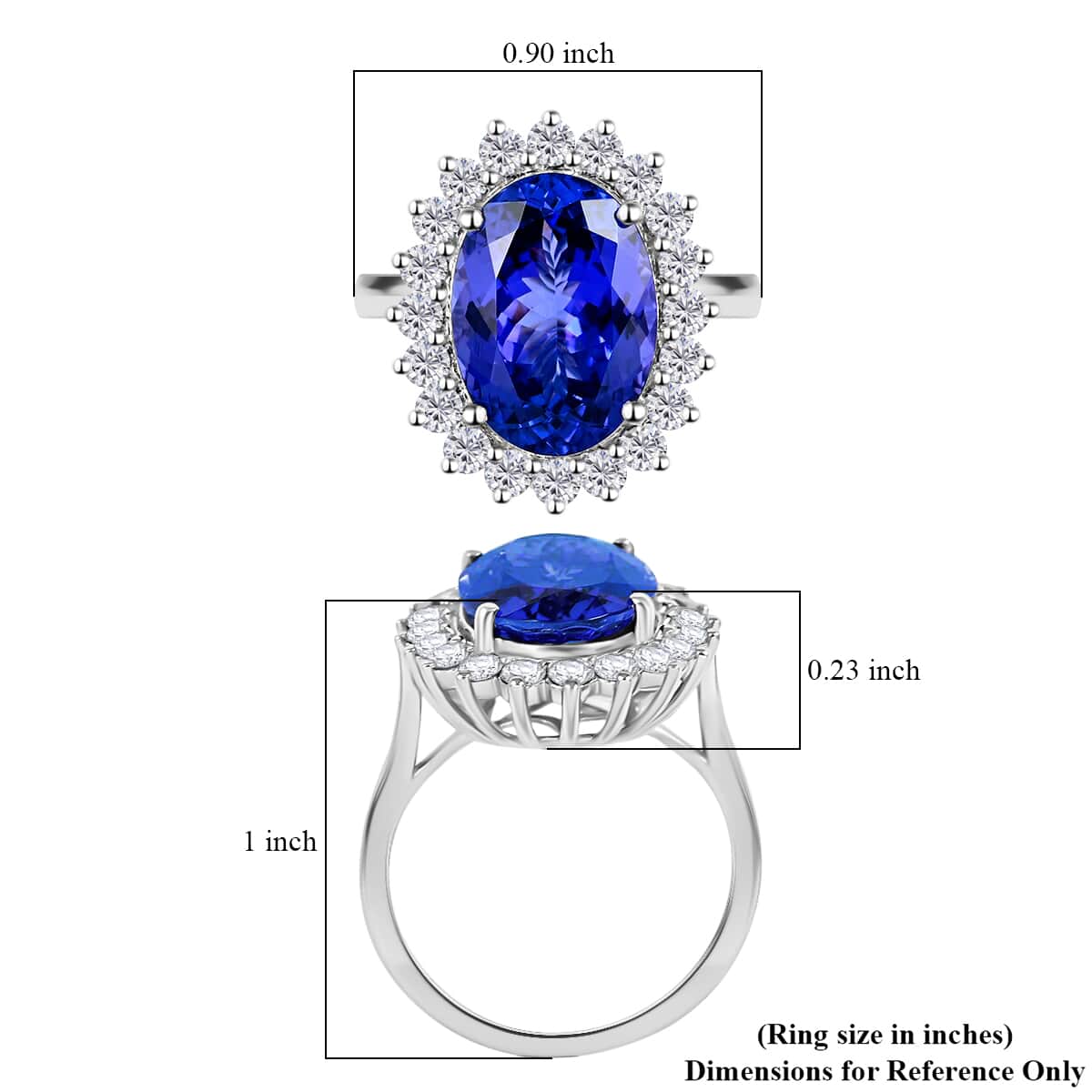 RED CARPET COLLECTION Certified and Apprised RHAPSODY 950 Platinum AAAA Tanzanite and Diamond E-F VS Sunburst Ring 7.75 Grams 8.00 ctw image number 5