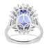Red Carpet Collection Certified and Appraised RHAPSODY 950 Platinum AAAA Tanzanite and E-F VS Diamond Sunburst Ring (Size 10.0) 7.75 Grams 8.00 ctw image number 4