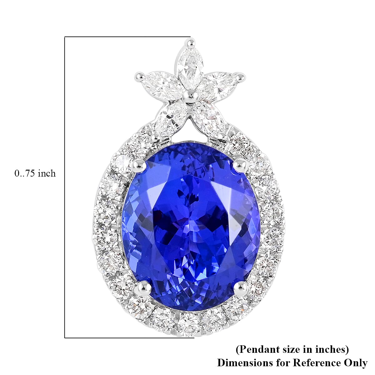 RED CARPET COLLECTION Certified and Appraised Rhapsody 950 Platinum AAAA Tanzanite and E-F VS Diamond Pendant 3.50 Grams 4.40 ctw image number 4