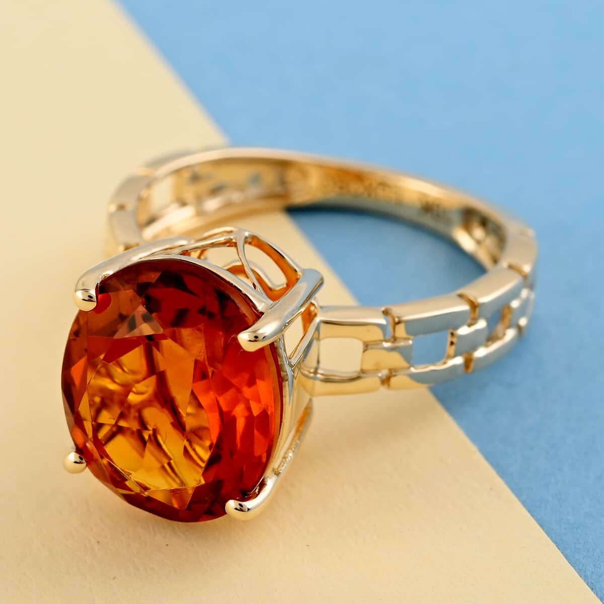 Luxoro 10K Yellow Gold AAA Santa Ana Madeira Citrine Solitaire Ring (Size 6.0) 2.70 Grams 4.00 ctw image number 1