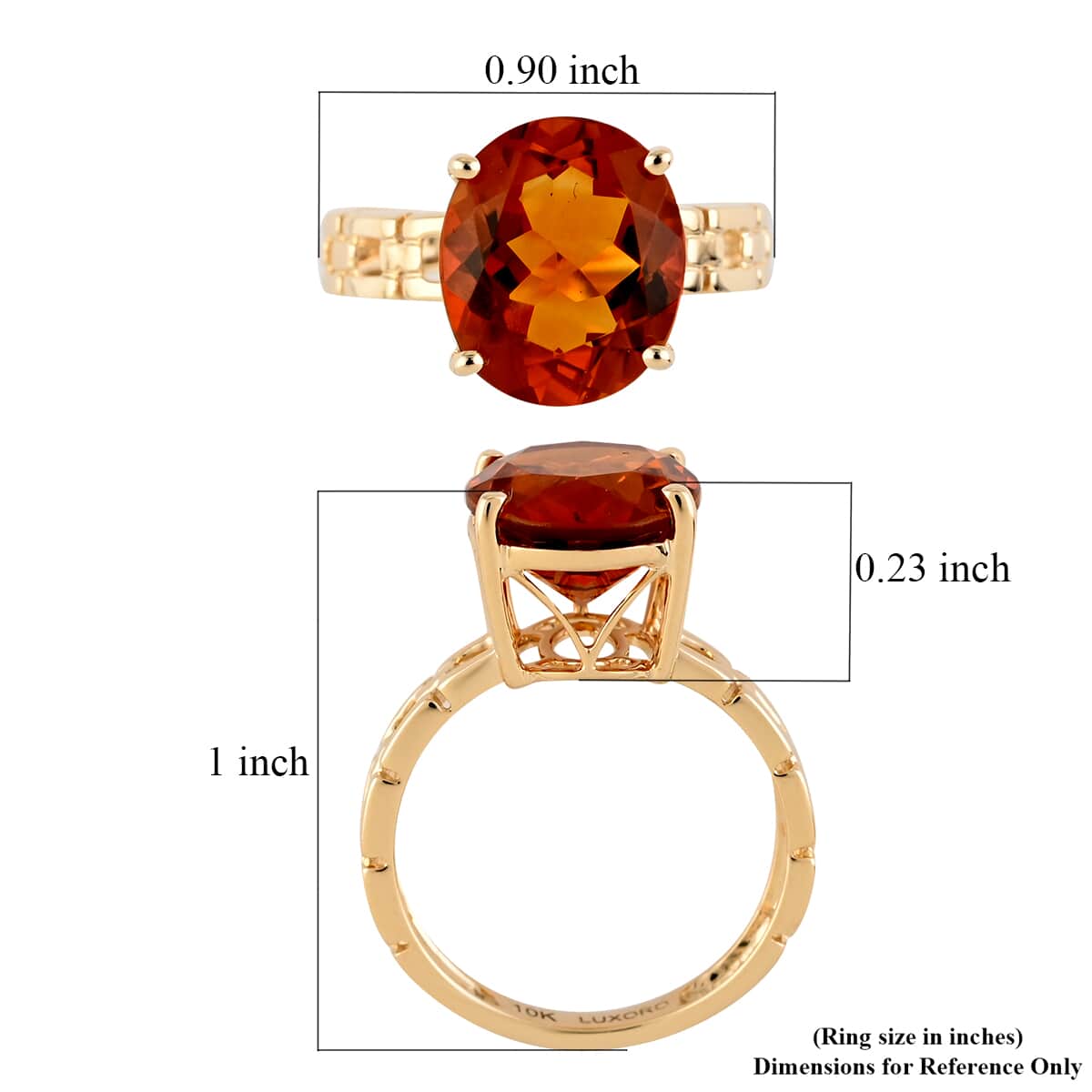 LUXORO 10K Yellow Gold AAA Santa Ana Madeira Citrine Solitaire Ring (Size 6.0) 2.70 Grams 4.00 ctw image number 4