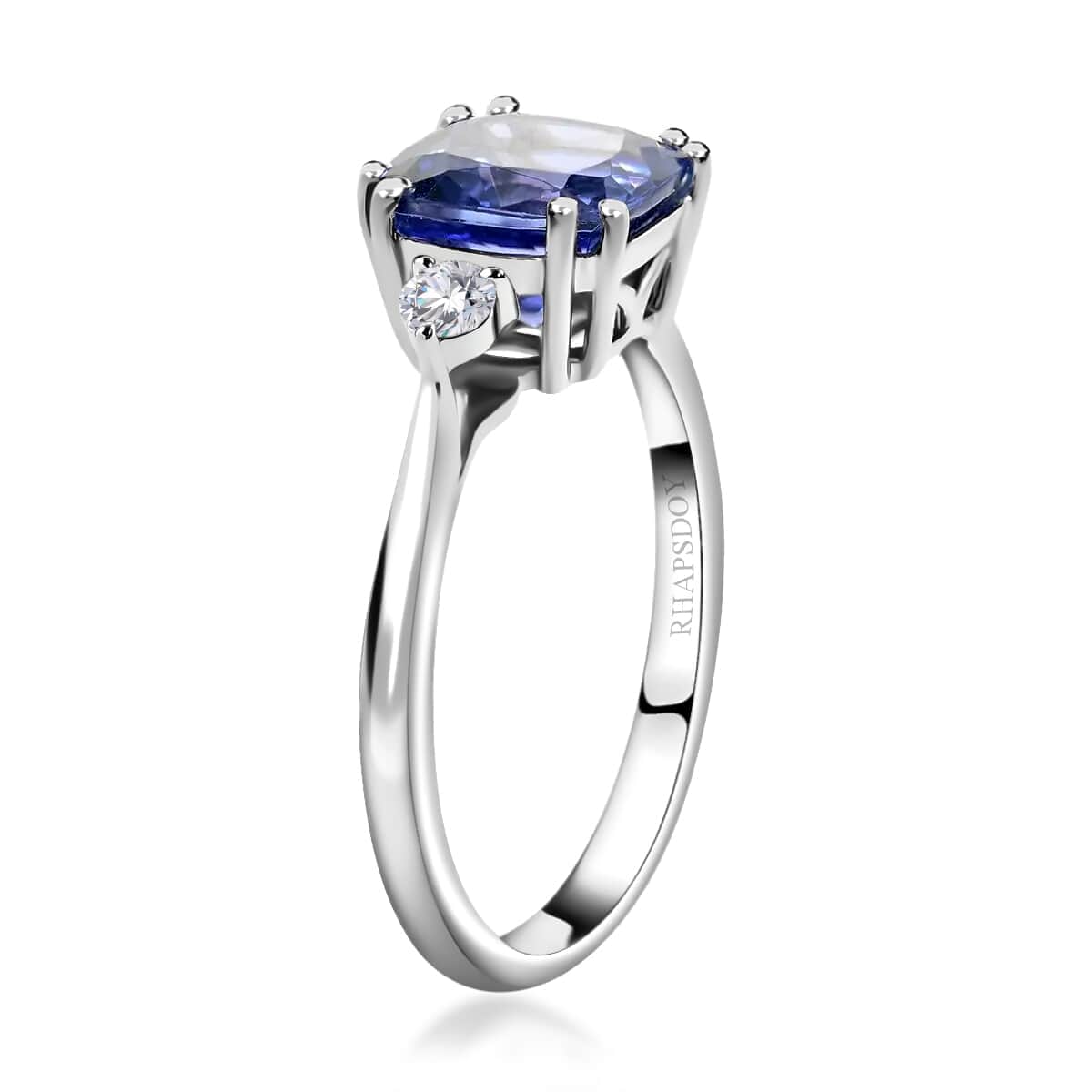 Certified and Appraised RHAPSODY 950 Platinum AAAA Tanzanite and E-F VS Diamond Ring 4.15 Grams 2.80 ctw image number 3