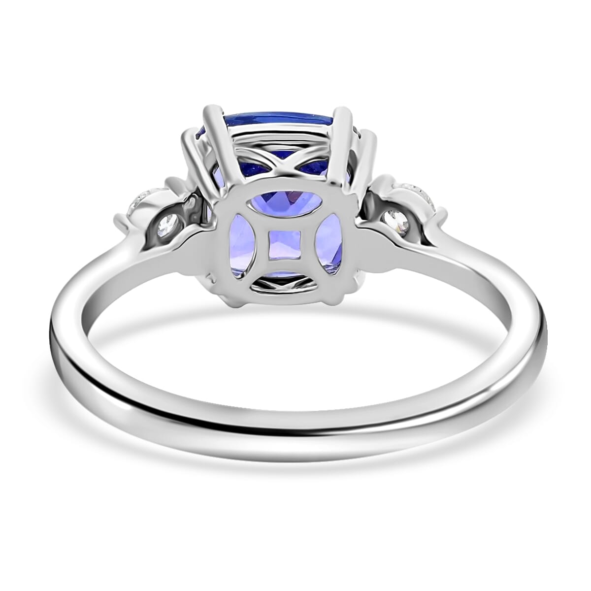 Certified and Appraised Rhapsody 950 Platinum AAAA Tanzanite and E-F VS Diamond Ring (Size 7.0) 4.15 Grams 2.80 ctw image number 4