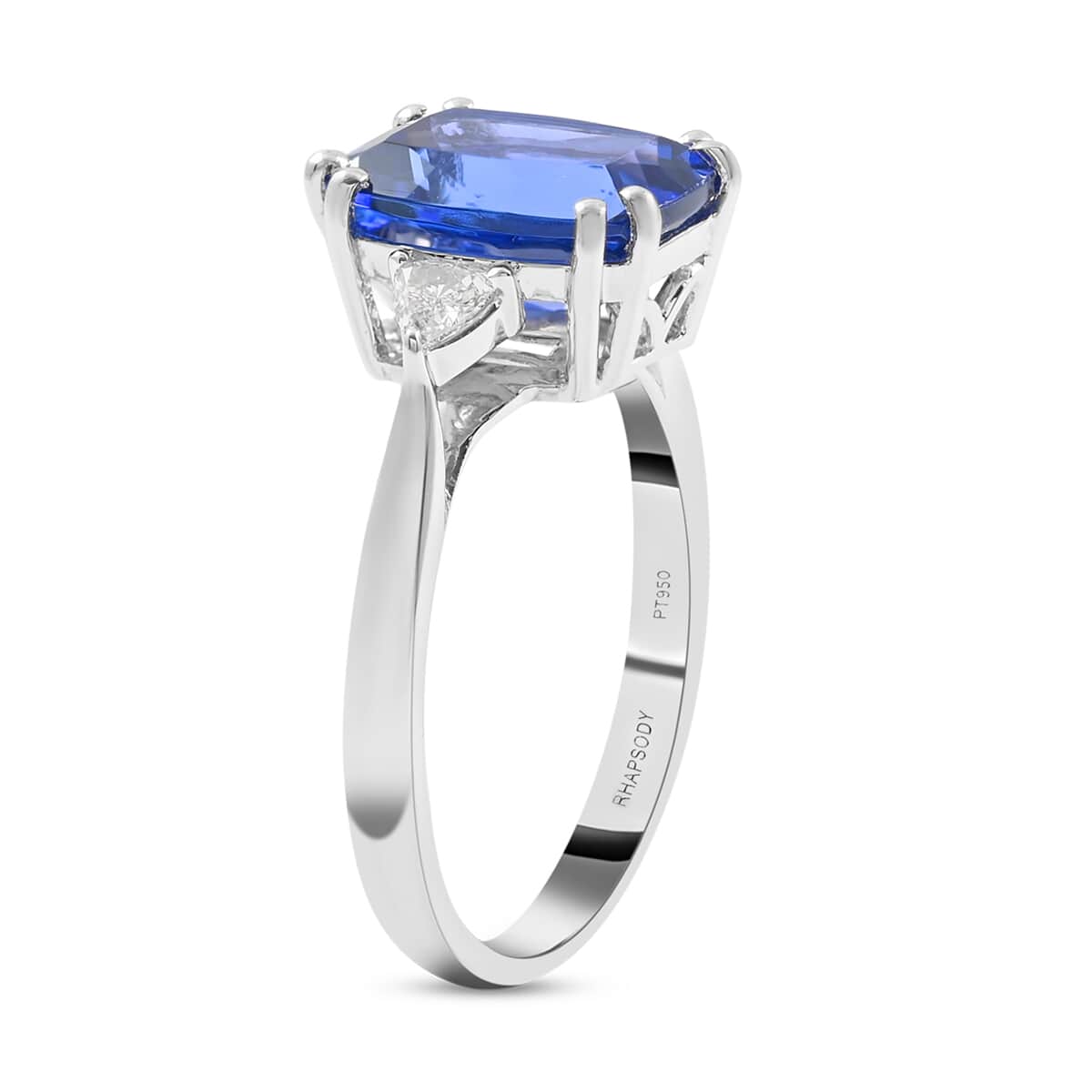 Certified and Appraised RHAPSODY 950 Platinum AAAA Tanzanite and E-F VS Diamond Ring (Size 6.0) 4.65 Grams 3.70 ctw image number 3
