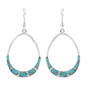 Santa Fe Style Kingman Turquoise Dangle Earrings in Sterling Silver 0.70 ctw