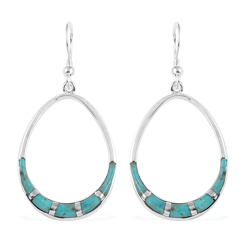 Santa Fe Style Kingman Turquoise 0.70 ctw Dangle Earrings in Sterling Silver