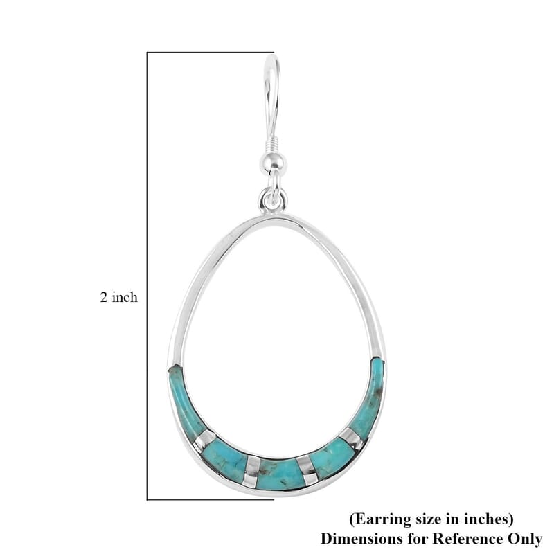 Santa Fe Style Kingman Turquoise 0.70 ctw Dangle Earrings in Sterling Silver