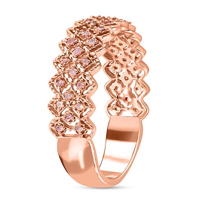 Uncut Natural Pink Diamond Eternity Band Ring in Vermeil RG Over Sterling Silver, Wedding Bands For Women (Size 10.0) 0.25 ctw