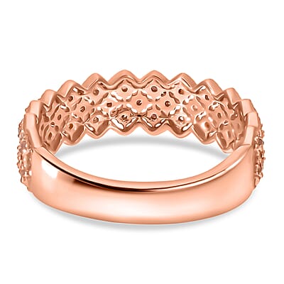 Uncut Natural Pink Diamond Eternity Band Ring in Vermeil RG Over Sterling Silver, Wedding Bands For Women (Size 10.0) 0.25 ctw