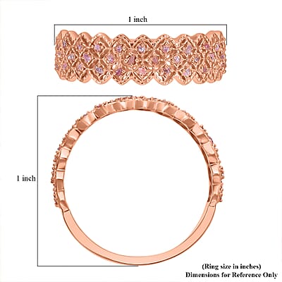 Uncut Natural Pink Diamond Eternity Band Ring in Vermeil RG Over Sterling Silver, Wedding Bands For Women (Size 10.0) 0.25 ctw