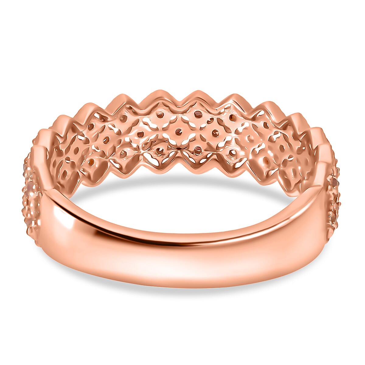 Uncut Natural Pink Diamond Eternity Band Ring in Vermeil RG Over Sterling Silver, Wedding Bands For Women (Size 11.0) 0.25 ctw