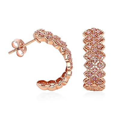 Uncut Natural Pink Diamond Earrings in Vermeil Rose Gold Over Sterling Silver 0.25 ctw