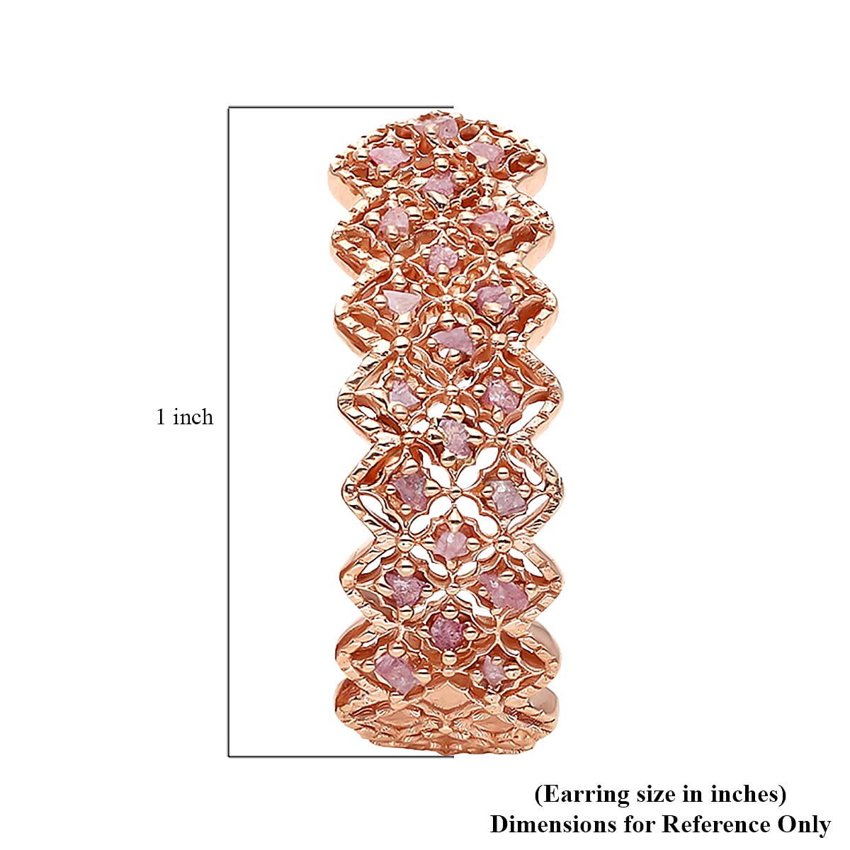 Uncut Natural Pink Diamond Earrings in Vermeil Rose Gold Over Sterling Silver 0.25 ctw