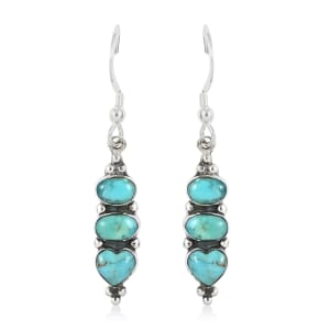 Santa Fe Style Turquoise 3 Stone Earrings in Sterling Silver 2.00 ctw