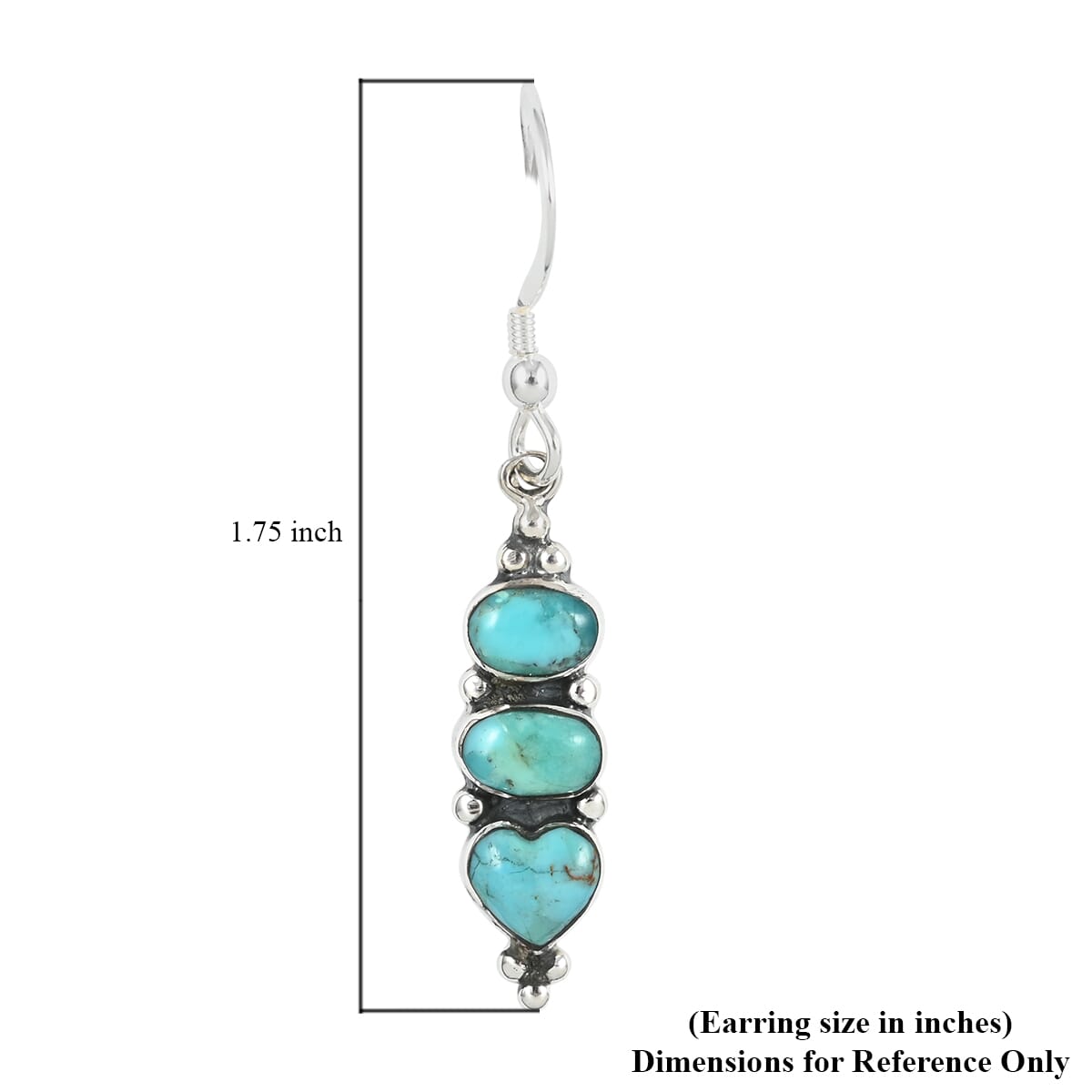 SANTA FE Style Turquoise 3 Stone Earrings in Sterling Silver 0.65 ctw image number 4